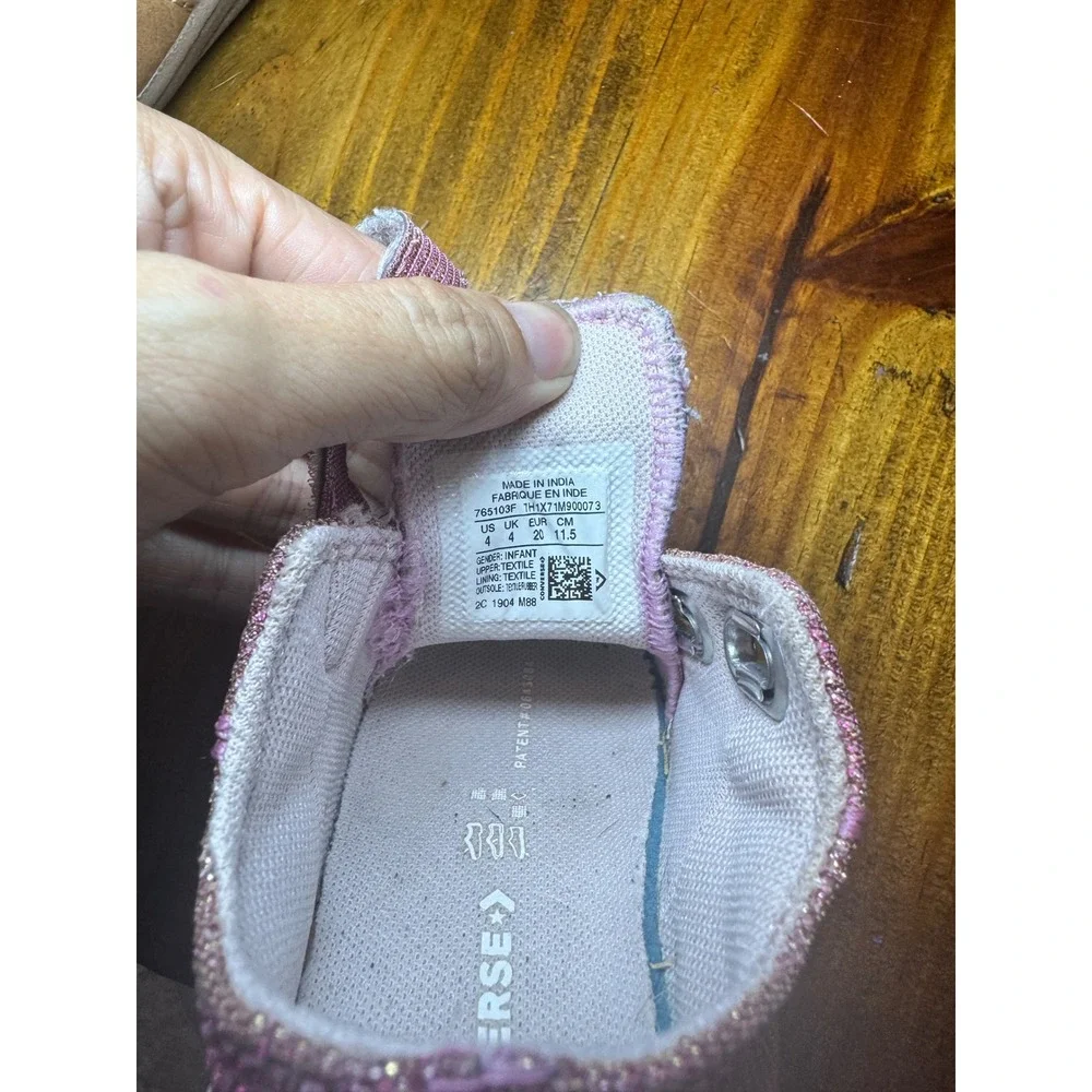 Converse Chuck Taylor All Star Pink Glitter Infant Shoes Size 4 765103F